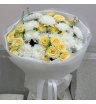 Дуо букет с кустовой сливочной розой и хризантемой