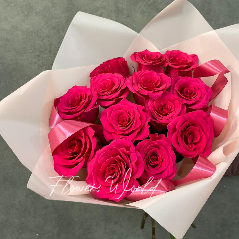 Монобукет «Розы цвета фуксия»