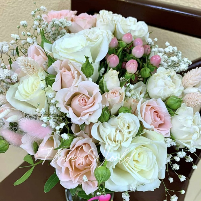 Букет свадебный «С розовыми оттенками»